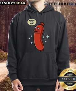 Funny hoodie featuring 'Top Wurst Food Ever' sausage design, perfect for food lovers and humor enthusiasts.