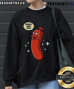 Funny sweatshirt featuring the phrase Top Wurst Food Ever with a playful sausage graphic, perfect for food lovers.