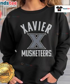 Xavier University Musketeers logo sweatshirt, featuring vibrant colors and comfortable design for fans and students.