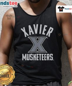 Top Xavier University Musketeers logo tank top featuring a bold design for fans and students.