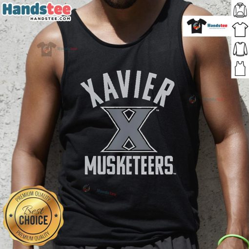 Top Xavier University Musketeers logo tank top featuring a bold design for fans and students.