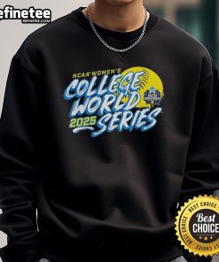 Alt Text: Official 2025 NCAA Softball Women's College World Series sweatshirt featuring vibrant team colors and logo design.