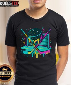 Awesome Hockey Ice Cream Drip T-Shirt featuring a fun ice cream design perfect for hockey fans and summer wear.