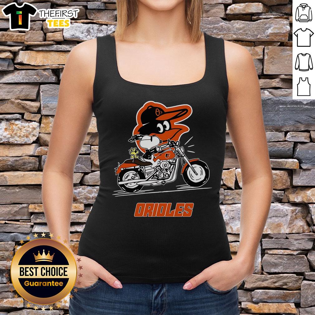 Original Snoopy And Woodstock Driving Motorbike Baltimore Orioles Tank Top