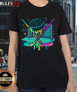 Awesome Hockey Ice Cream Drip Ladies Tee featuring a fun ice cream design for hockey fans and summer style.