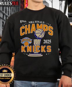 New York Knicks Championship Sweatshirt from the Awesome 2025 NBA Finals, perfect for fans celebrating the victory.