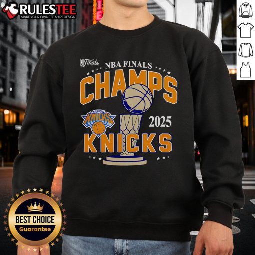 New York Knicks Championship Sweatshirt from the Awesome 2025 NBA Finals, perfect for fans celebrating the victory.