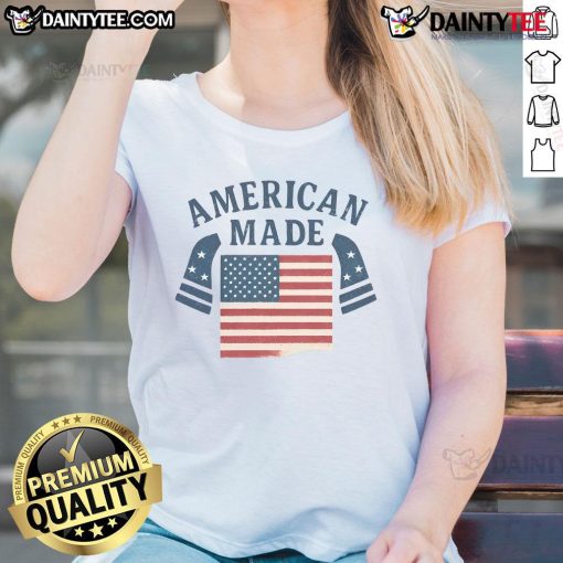 Awesome American Made America Flag Ladies Tee featuring a stylish design perfect for patriotic women.