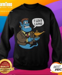 Awesome Anchor Genie 'I Love Lamp' sweatshirt featuring a playful design perfect for casual wear and lamp enthusiasts.