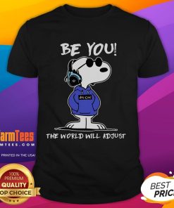 Awesome Be You The World Will Adjust Snoopy T-Shirt featuring a colorful Snoopy graphic on a stylish tee.