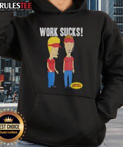 Awesome Beavis and Butt-Head at Work hoodie featuring iconic cartoon characters in a vibrant design.