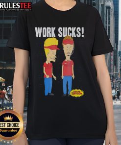 Awesome Beavis and Butt-Head at Work ladies tee featuring vibrant graphics of the iconic animated duo.