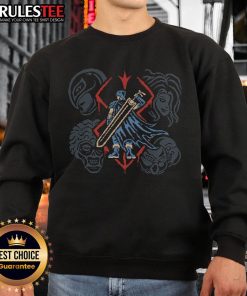 Alt Text: Awesome Berserk Guts Evil Omen Sweatshirt featuring a striking design of Guts from the anime Berserk.