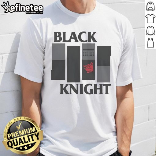 Awesome Black Knight Band T-Shirt featuring a bold graphic design and vibrant colors, perfect for music fans.