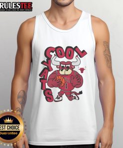 Alt Text: Awesome Chicago Bulls Stadium Essentials NBA x Staycool mascot tank top featuring vibrant design and team logo.