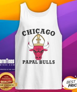 Alt Text: Stylish Awesome Chicago Papal Bulls Tank Top featuring bold graphics, perfect for summer sports and casual wear.