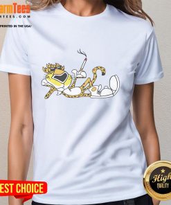 Awesome Cool Cheetah Cig Ladies Tee featuring a stylish cheetah print design, perfect for animal lovers and fashion enthusiasts.