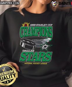Awesome Dallas Stars NHL 1999 Stanley Cup Champions sweatshirt featuring team logo and championship details.