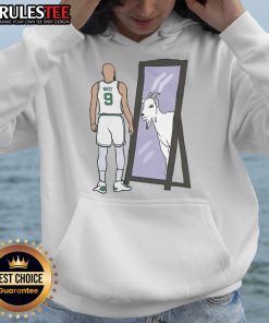 Alt Text: Derrick White wearing an Awesome Mirror Goat Hoodie, showcasing a stylish streetwear look perfect for fans.