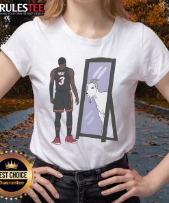 Awesome Dwyane Wade mirror GOAT ladies tee showcasing a stylish design for basketball fans and fashion lovers.