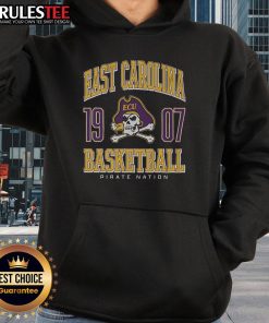 Awesome East Carolina Pirates basketball hoodie in purple and gold, showcasing team spirit and style for fans.
