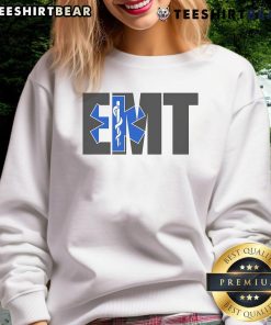 Awesome EMT logo sweatshirt featuring a bold design, perfect for emergency medical technicians and healthcare enthusiasts.