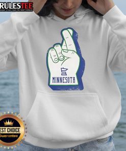 Awesome Foam Finger Minnesota Hoodie featuring bold team colors and logo, perfect for game day and showing team spirit.