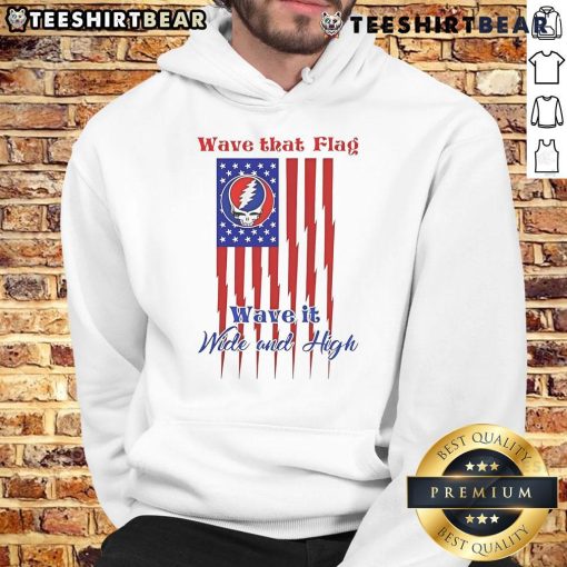 Awesome Grateful Dead hoodie featuring vibrant 'Wave That Flag' design, perfect for fans to showcase their love for the band.