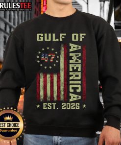 Awesome Gulf of Merica US Flag Patriotic sweatshirt Est. 2025 featuring a vibrant design perfect for proud Americans.