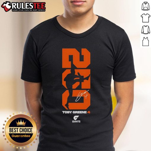 Awesome GWS Giants Toby Greene 250 T-Shirt featuring bold graphics and team colors for passionate fans.