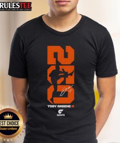 Awesome GWS Giants Toby Greene 250 T-Shirt featuring bold graphics and team colors for passionate fans.