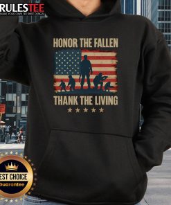 Awesome Honor The Fallen Thank The Living America Flag Hoodie featuring patriotic design and vibrant colors.