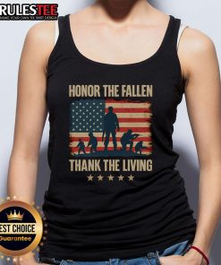 Awesome Honor The Fallen Thank The Living America Flag Tank Top featuring patriotic design and vibrant colors.