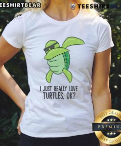 Funny dabbing turtle graphic on a ladies tee, perfect for turtle lovers and quirky fashion enthusiasts.