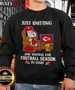 Awesome Kansas City Chiefs sweatshirt featuring knitting design, perfect for fans waiting for football season to start.