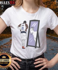 Alt Text: Awesome Kyrie Irving mirror goat Dallas ladies tee featuring a stylish design perfect for basketball fans.