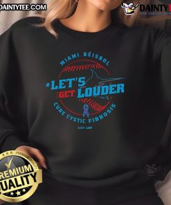 Awesome Let's Get Louder for Cystic Fibrosis 2025 Miami Beisbol Sweatshirt showcasing vibrant design and supportive message.