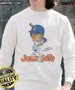 Alt Text: Awesome Mets Juan Soto signature sweatshirt featuring bold graphics and comfortable design for fans.
