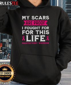 Empowering Mastectomy Warrior Hoodie: 'My Scars Are Proof I Fought For This Life' showcasing resilience and strength.
