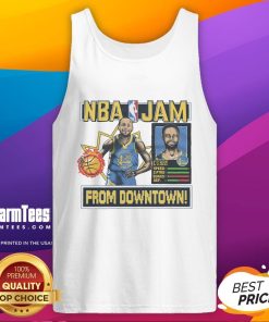 Awesome NBA Jam Warriors Stephen Curry tank top featuring vibrant graphics and a stylish design for fans.