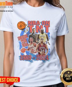 Awesome NBA on TNT Inside the NBA 1989-2025 ladies tee featuring a stylish design for basketball fans.