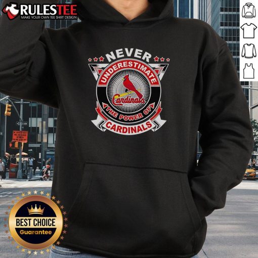 Awesome hoodie featuring 'Never Underestimate The Power Of Cardinals' design, perfect for fans and stylish wear.