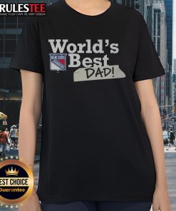 Awesome New York Rangers World's Best Dad ladies tee in vibrant colors, perfect for proud hockey dads and fans.