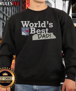 Alt Text: Awesome New York Rangers World's Best Dad Sweatshirt featuring team colors and logo for proud Rangers fans.