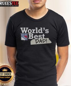 Awesome New York Rangers World's Best Dad T-Shirt in blue featuring Rangers logo, perfect gift for hockey-loving dads.