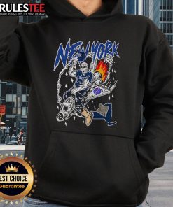 Alt Text: Awesome New York Yankees x Warren Lotas Swole Skeleton spaceship hoodie featuring unique design and vibrant colors.