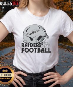 Awesome NFL Oakland Raiders football helmet graphic on a stylish ladies tee, perfect for fans and casual wear.