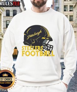 Alt Text: Awesome NFL Pittsburgh Steelers football helmet sweatshirt, perfect for fans showing team spirit and style.
