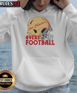 Awesome NFL San Francisco 49ers football helmet hoodie showcasing team colors and logo, perfect for fans.