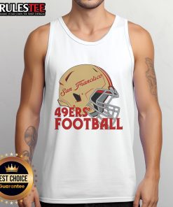 Alt Text: Awesome NFL San Francisco 49ers football helmet tank top showcasing team spirit and style for fans.